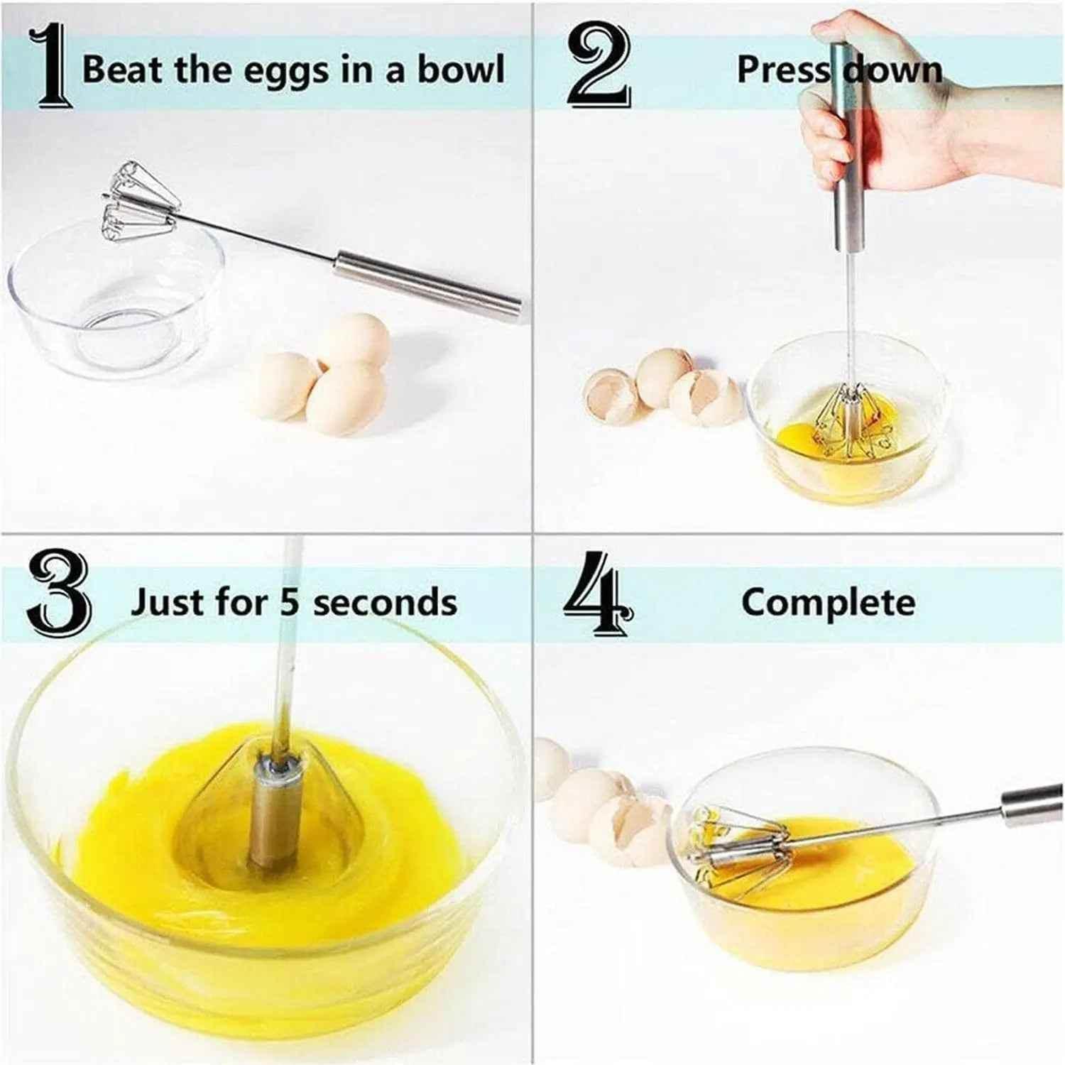 Big Stainless Steel Egg Whisk, Hand Push Rotary Whisk Blender (1 Pc / 35 Cm) - infinityexculsivestore.com