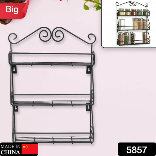 Big Wall Mounted Iron Wall Shelf with 3 Storage Racks for Kitchen, Pantry, Cabinet, Counter top or Free Standing, Rack Holder for Kitchen - infinityexculsivestore.com