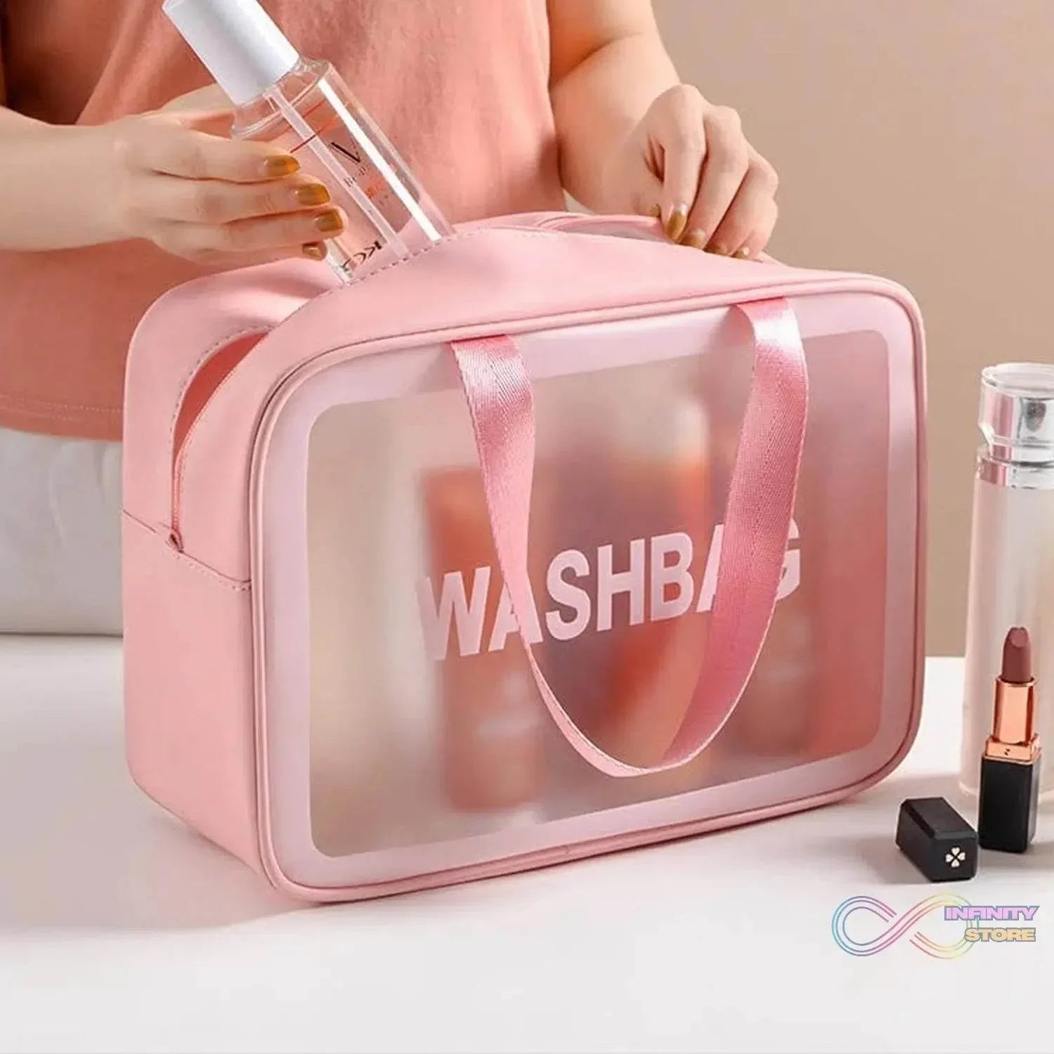 Big Zippered Cosmetic Pouch, Toiletry Bag for Cosmetics (1 Pc) - infinityexculsivestore.com