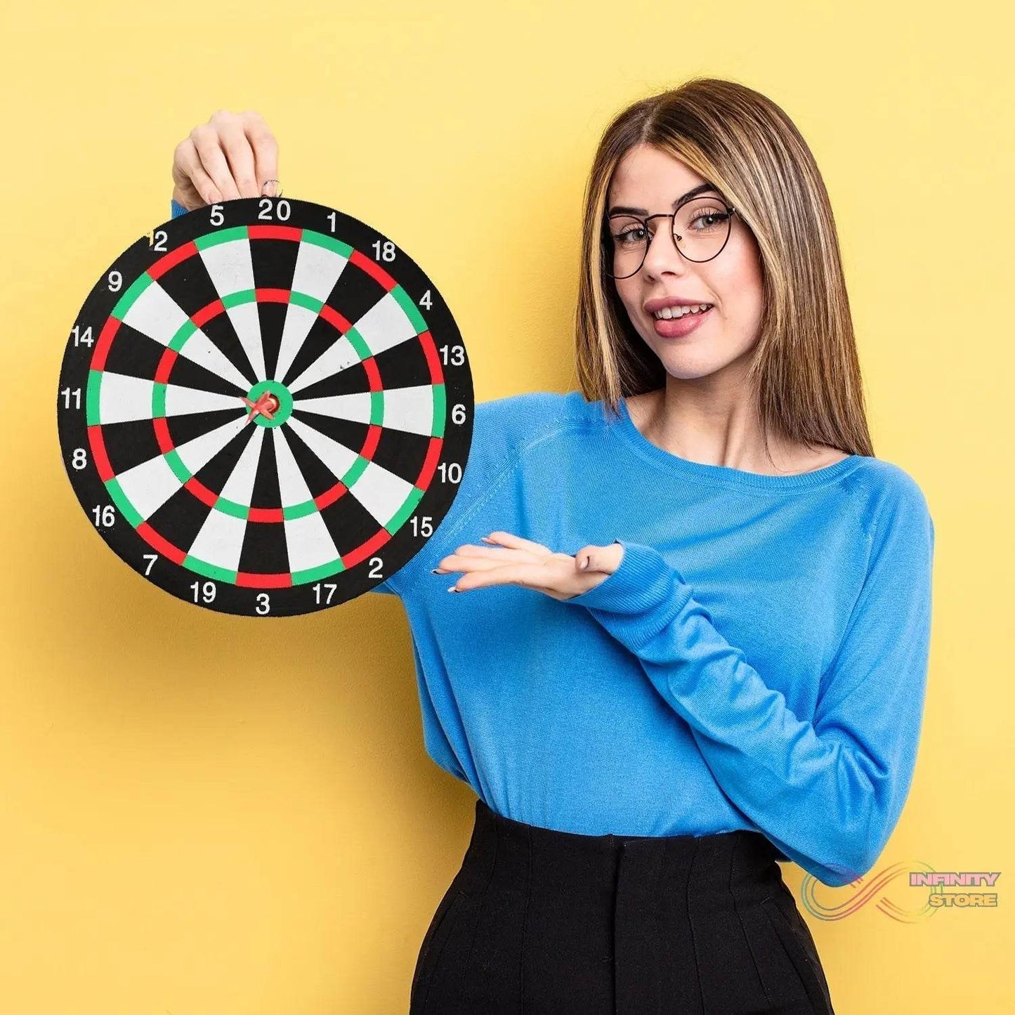 Big size double faced portable dart board with 4 darts set for kids children. indoor sports games board game dart board game. - infinityexculsivestore.com