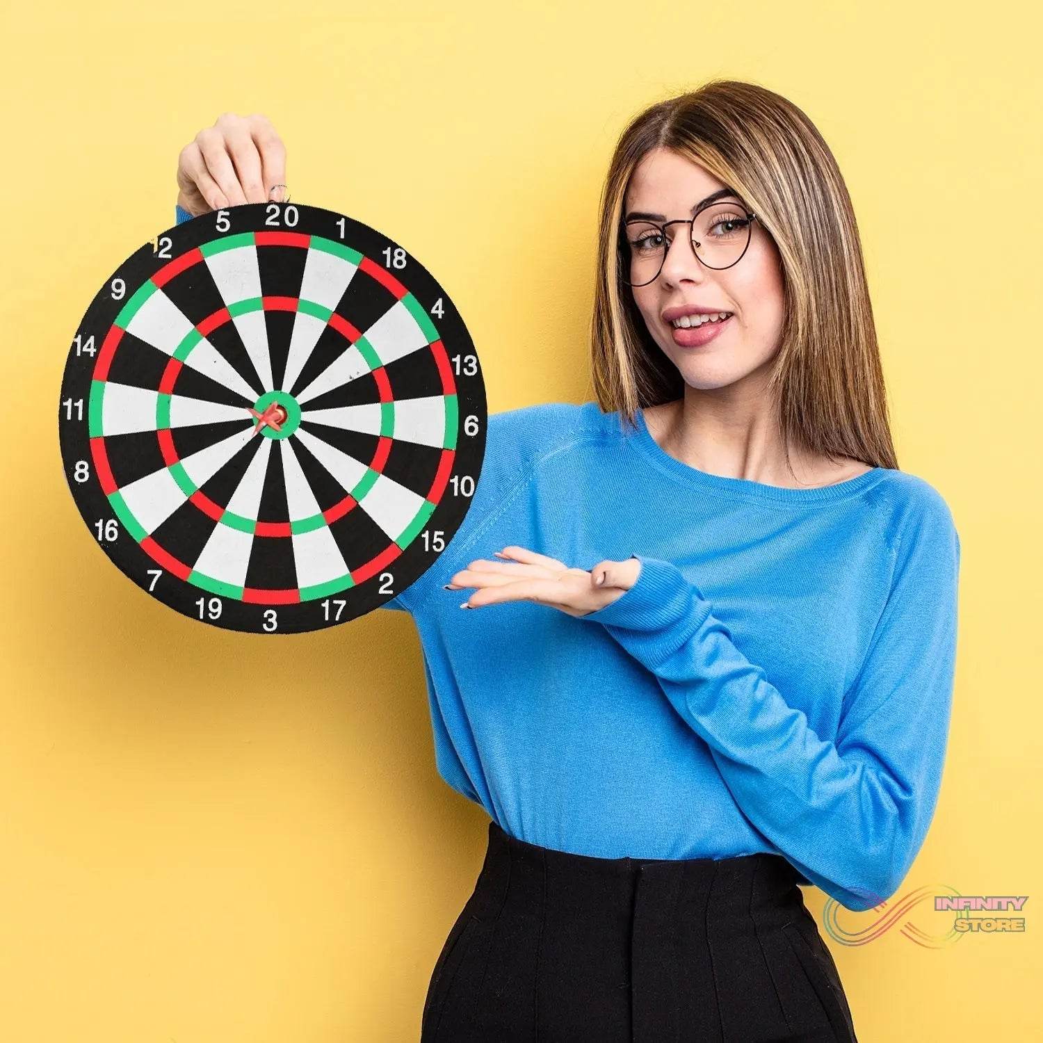 Big size double faced portable dart board with 4 darts set for kids children. indoor sports games board game dart board game. - infinityexculsivestore.com