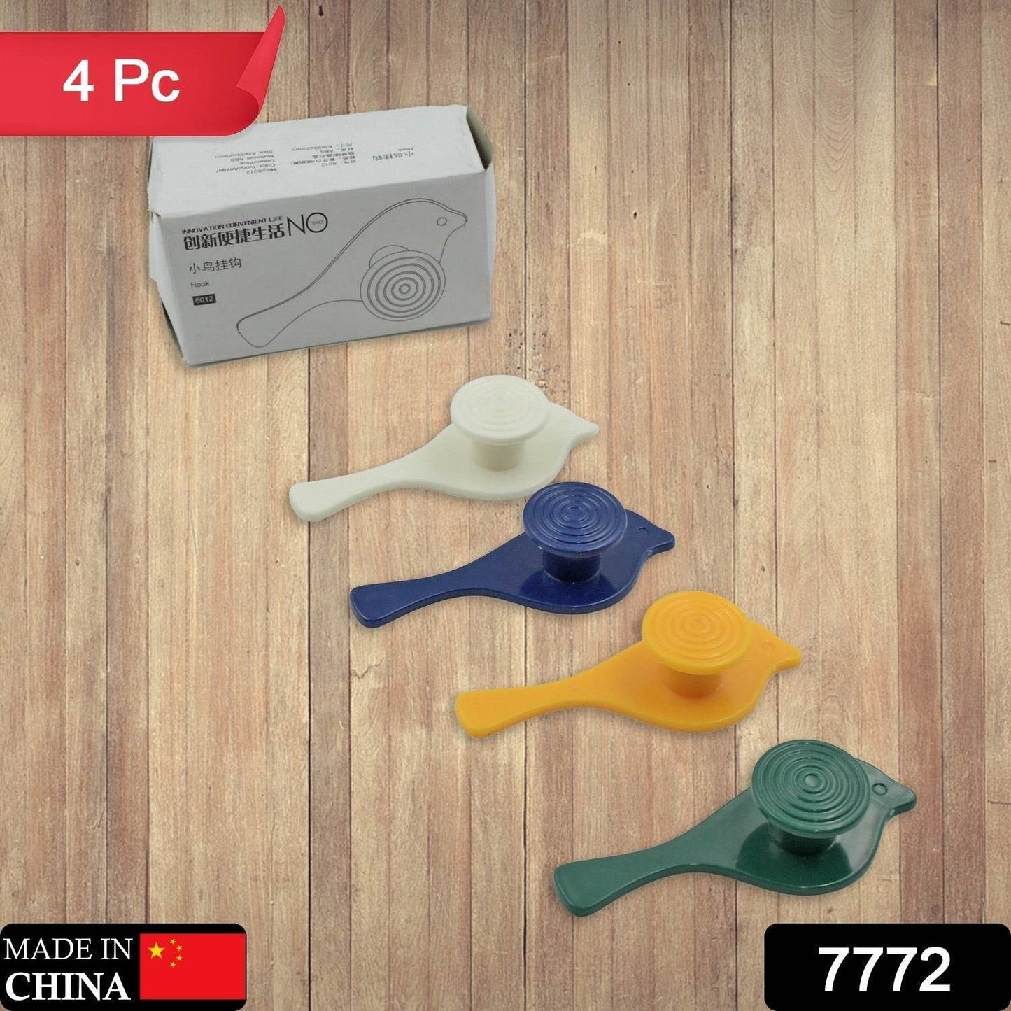 Bird Hook self Adhesive Hooks Wall Mounted Hook Shower Towel Hook Hat Hooks Rack Coat Hook Door Back Hook Adhesive Hooks for Wall Novelty Wall Hook (4 Pc Set) - infinityexculsivestore.com