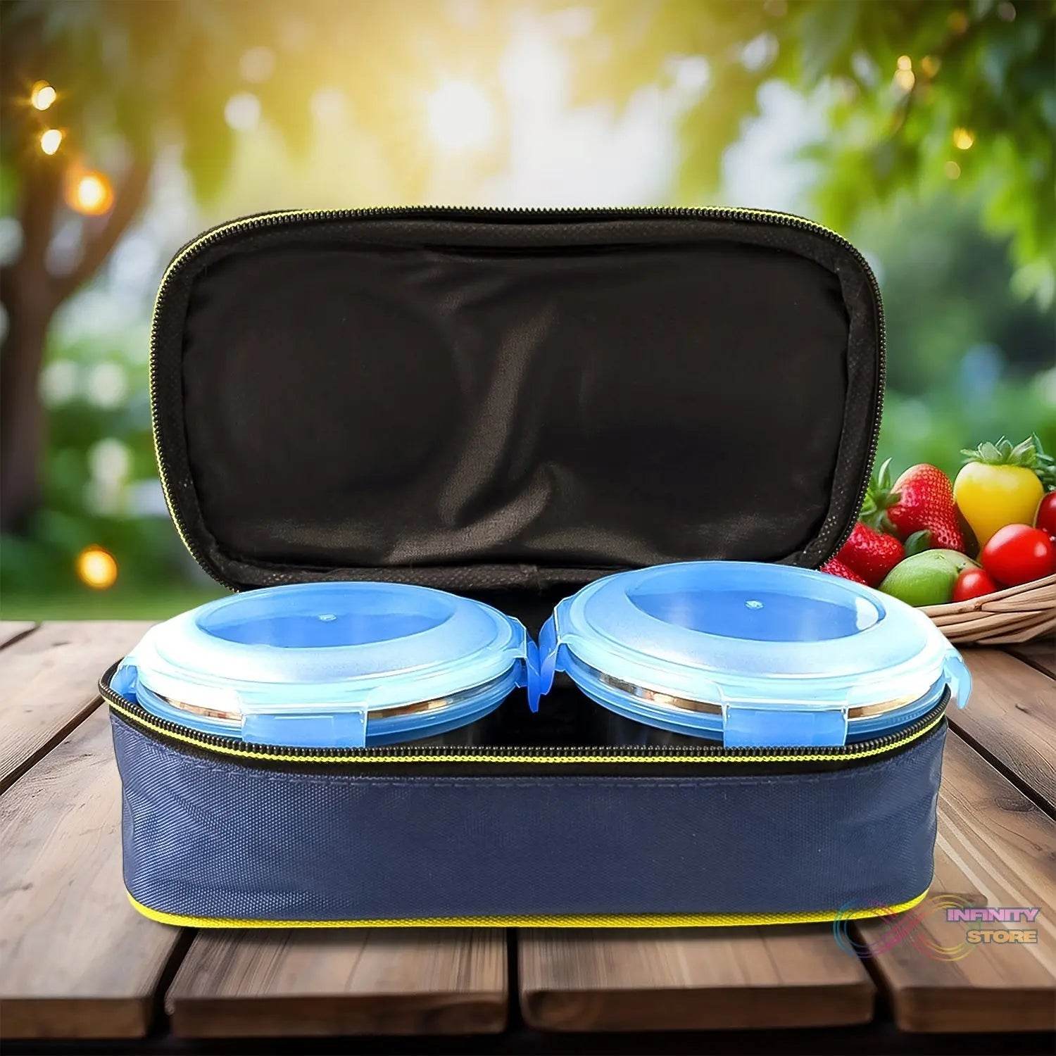 Bite Lunch Box, with Insulated Fabric Lunch Bag & Plastic Spoon, Fork - infinityexculsivestore.com
