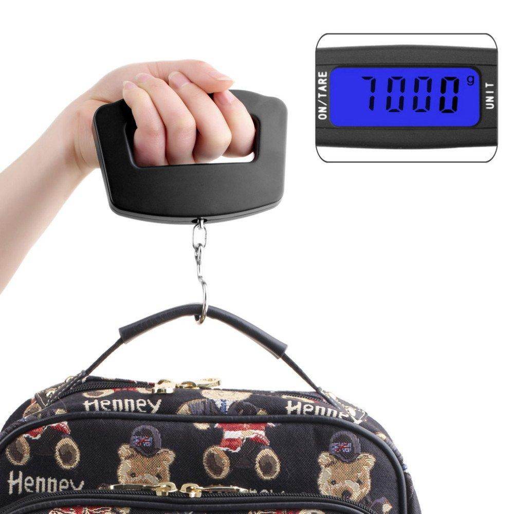 Black Digital Portable Luggage Scale with LCD Backlight (50 kg) - infinityexculsivestore.com