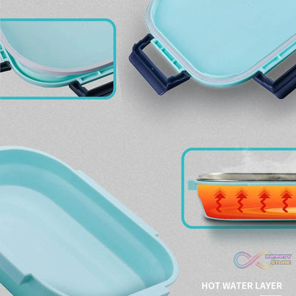 Black Transparent 4 Compartment Lunch Box for Kids and adults, Stainless Steel Lunch Box with 4 Compartments. - infinityexculsivestore.com