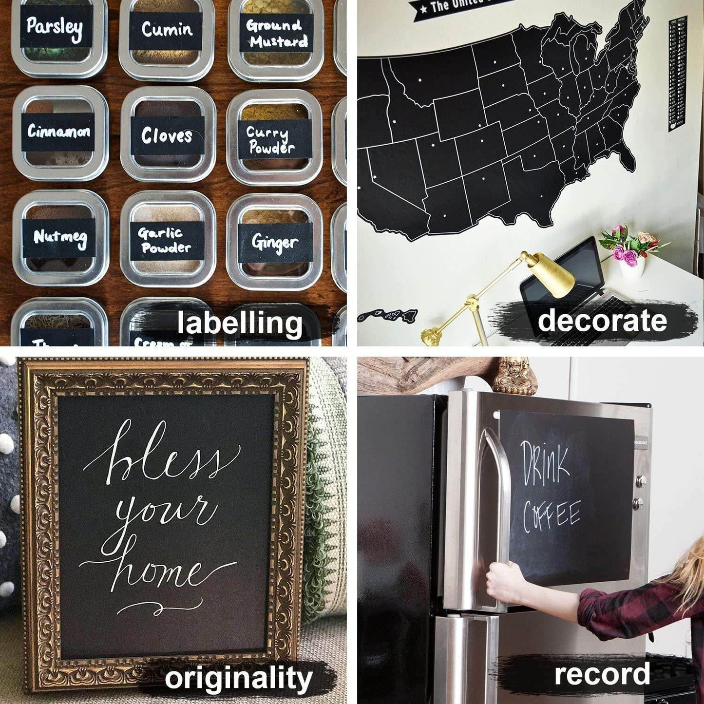 Blackboard Erasable Wall Sticker Chalkboard Sticker Removable Blackboard Wall Stickers Mural for Kids Room - infinityexculsivestore.com