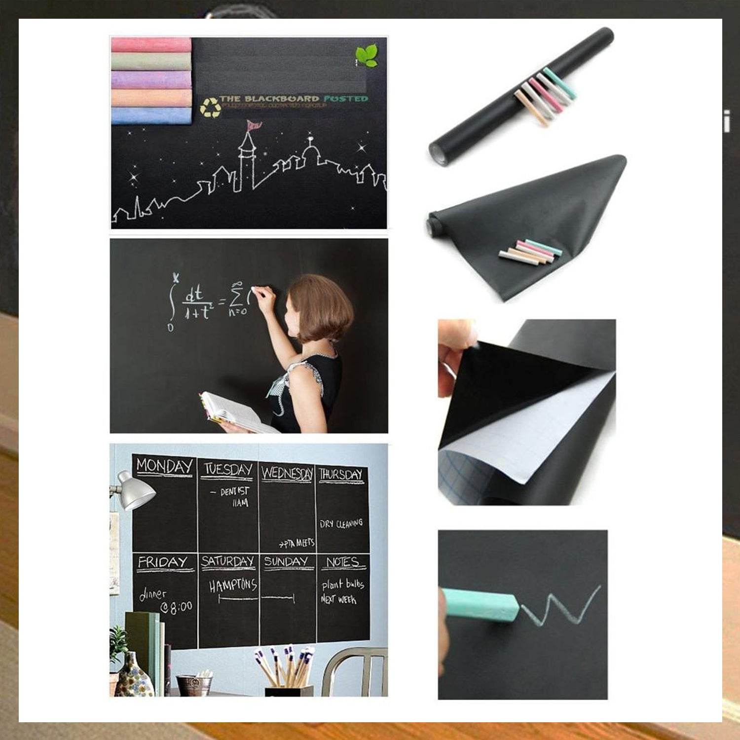 Blackboard Erasable Wall Sticker Chalkboard Sticker Removable Blackboard Wall Stickers Mural for Kids Room - infinityexculsivestore.com