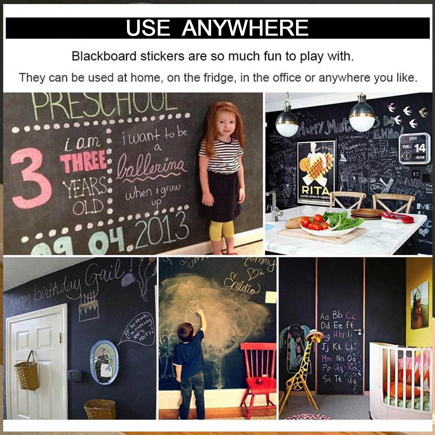 Blackboard Erasable Wall Sticker Chalkboard Sticker Removable Blackboard Wall Stickers Mural for Kids Room - infinityexculsivestore.com