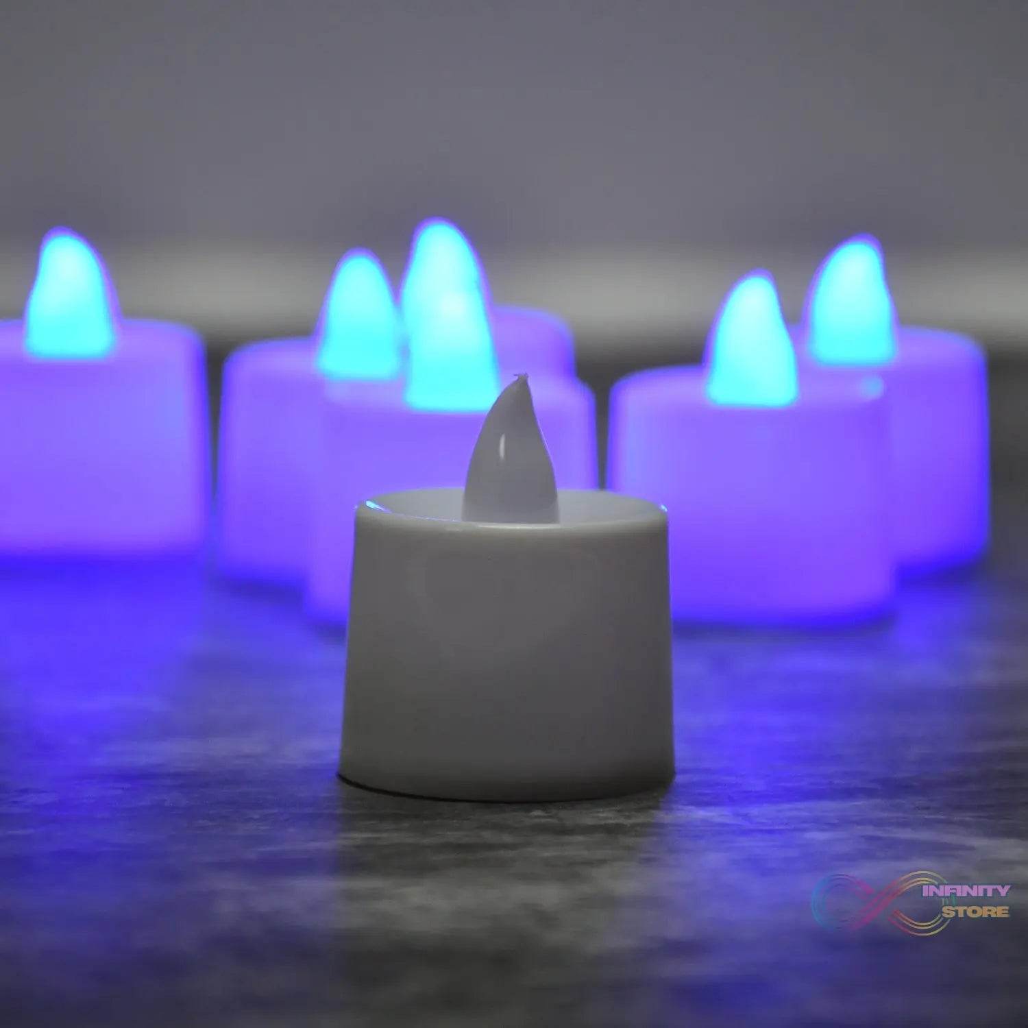 Blue Flameless LED Tealights, Smokeless Plastic Decorative Candles - Led Tea Light Candle For Home Decoration (Pack Of 24) - infinityexculsivestore.com