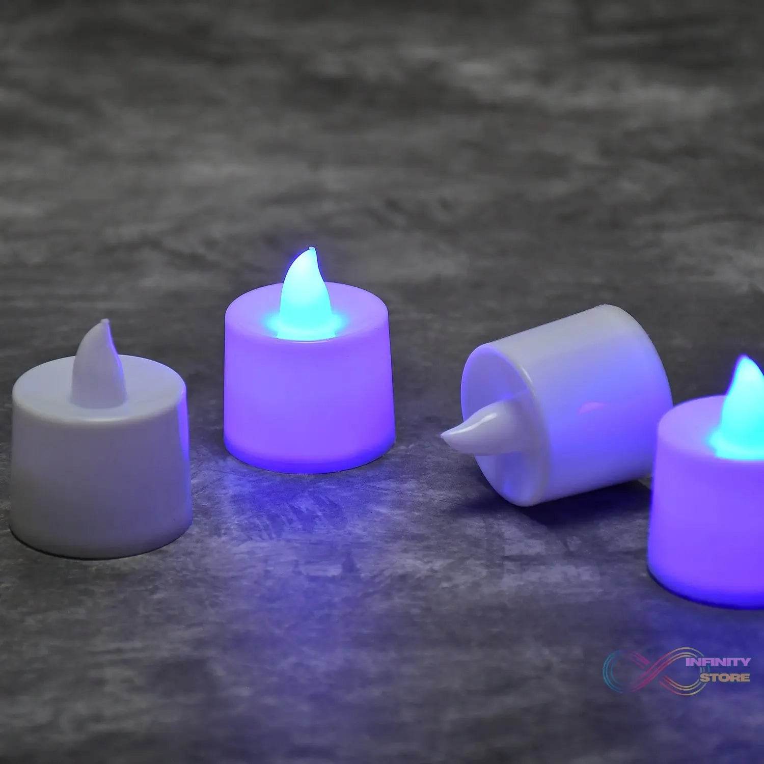 Blue Flameless LED Tealights, Smokeless Plastic Decorative Candles - Led Tea Light Candle For Home Decoration (Pack Of 24) - infinityexculsivestore.com
