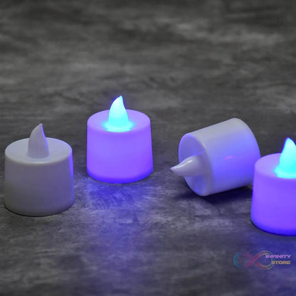 Blue Flameless LED Tealights, Smokeless Plastic Decorative Candles - Led Tea Light Candle For Home Decoration (Pack Of 24) - infinityexculsivestore.com