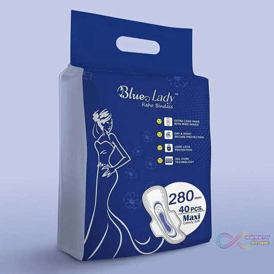 Blue Lady Extra Long Pads With Wides Wings Sanitary Pads – 280 mm, 40-Pack - infinityexculsivestore.com