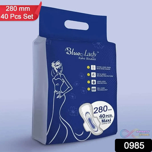 Blue Lady Extra Long Pads With Wides Wings Sanitary Pads – 280 mm, 40-Pack - infinityexculsivestore.com