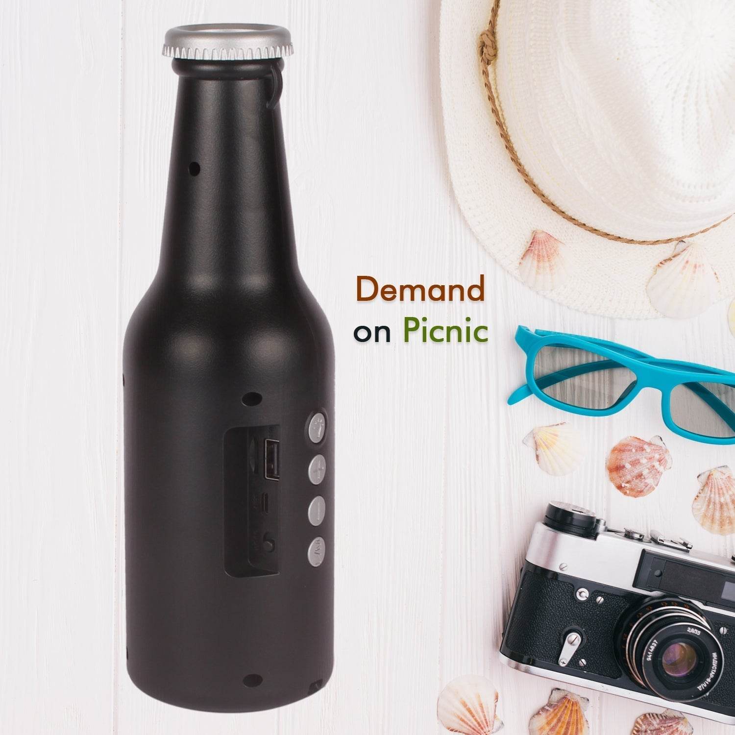 Bottle-Shaped Wireless Bluetooth Speaker with FM, USB & AUX Support - infinityexculsivestore.com