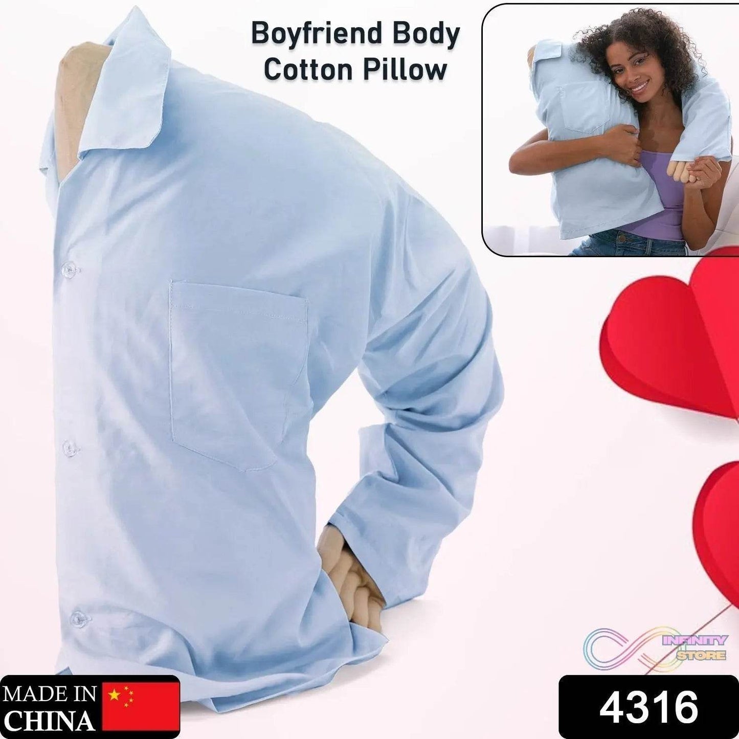 Boyfriend Body Cotton Pillow, Body Pillow Super Soft Boyfriend Pillow Intimate Romantic Bedroom Partner Fun and Unique Dress Up Gift Ideas Body Pillows (1 Pc ) - infinityexculsivestore.com