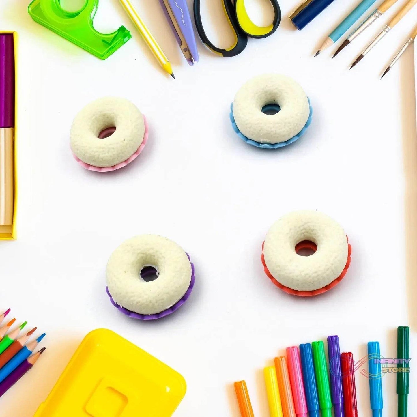 Donut Eraser for Girls & Boys / Eraser for School B'Day Return Gift Party Doughnut Lollipop Ice Cream Theme Shape Erasers Pencils Set for Kids Educational Stationary kit, School Supplies (1 Set 4 Pc) - infinityexculsivestore.com