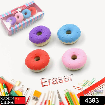 Donut Eraser for Girls & Boys / Eraser for School B'Day Return Gift Party Doughnut Lollipop Ice Cream Theme Shape Erasers Pencils Set for Kids Educational Stationary kit, School Supplies (1 Set 4 Pc) - infinityexculsivestore.com