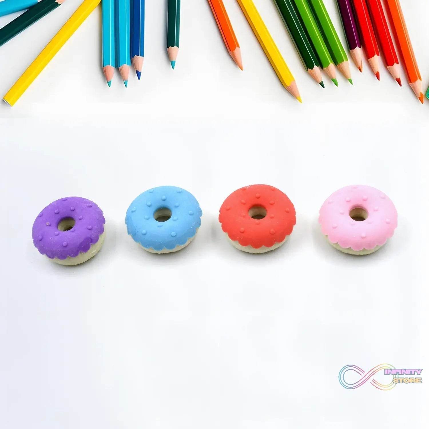 Donut Eraser for Girls & Boys / Eraser for School B'Day Return Gift Party Doughnut Lollipop Ice Cream Theme Shape Erasers Pencils Set for Kids Educational Stationary kit, School Supplies (1 Set 4 Pc) - infinityexculsivestore.com