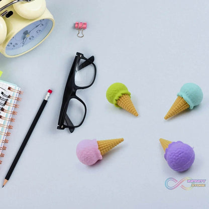 Cone Eraser for Girls & Boys / Eraser for School B'Day Return Gift Party Doughnut Lollipop Ice Cream Theme Shape Erasers Pencils Set for Kids Educational Stationary kit, School Supplies (1 Set 4 Pc) - infinityexculsivestore.com