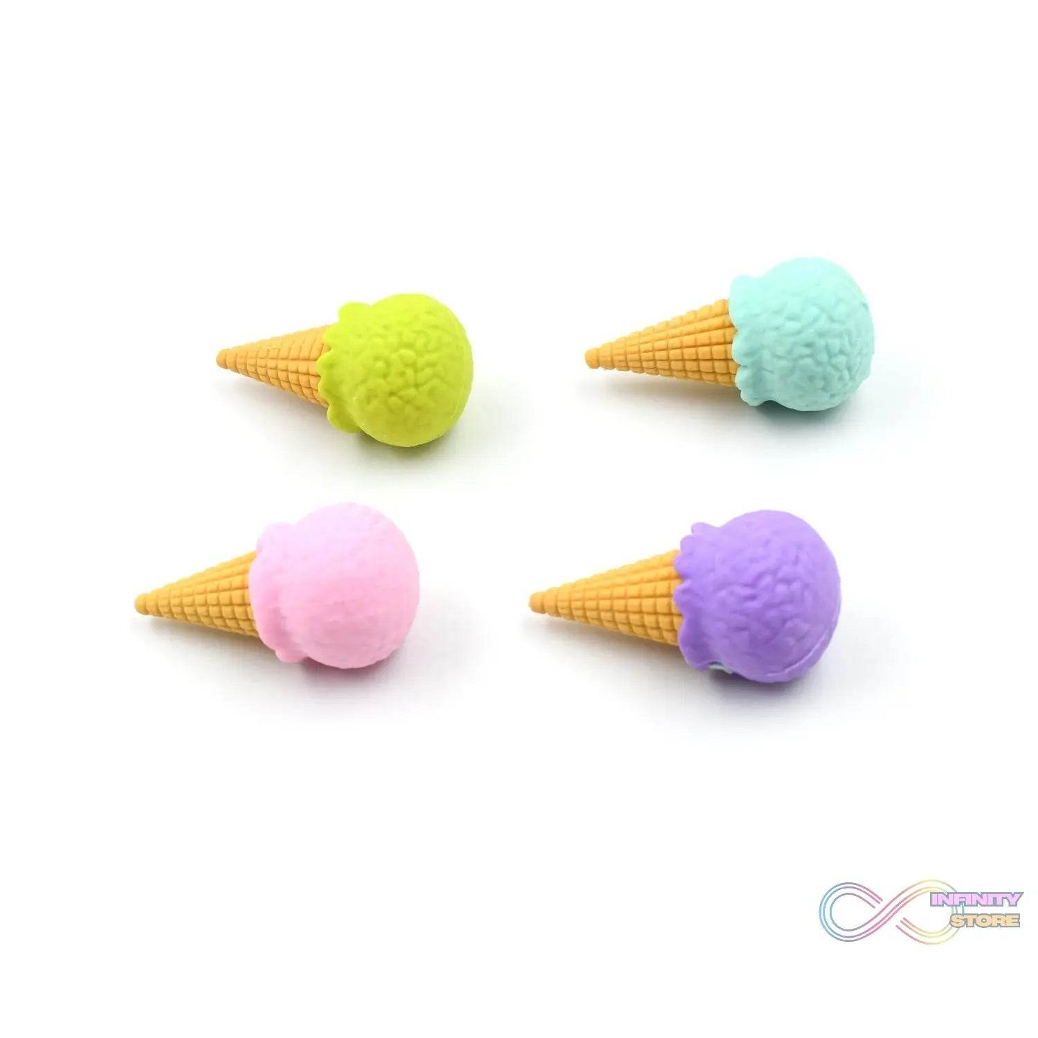 Cone Eraser for Girls & Boys / Eraser for School B'Day Return Gift Party Doughnut Lollipop Ice Cream Theme Shape Erasers Pencils Set for Kids Educational Stationary kit, School Supplies (1 Set 4 Pc) - infinityexculsivestore.com
