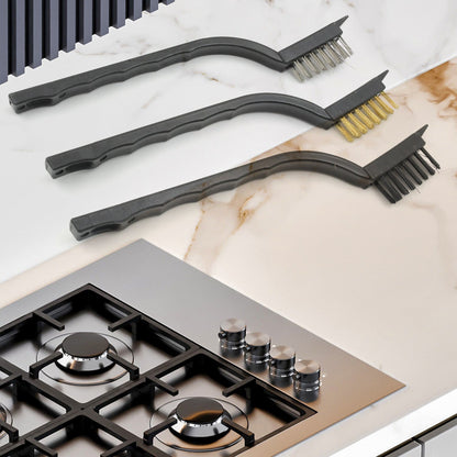 Mini Wire Brush Set Brass Nylon Stainless Steel Bristles Household Cleaning Brush for Gas Stove, Smoke Machine Tool Burner Tiles Tap Rust Removal Welding Slag Dirt & Paint Scrubbing (3 Pcs Set) - infinityexculsivestore.com