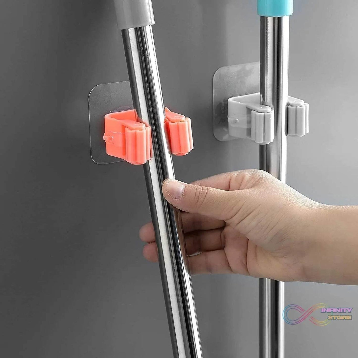 Broom Holder Wall Mounted, Mop and Broom Holder Broom Organizer Grip Clips, No Drilling, Wall Mounted Storage Rack Storage & Organization for Kitchen, Bathroom, Garden (1 Pc) - infinityexculsivestore.com