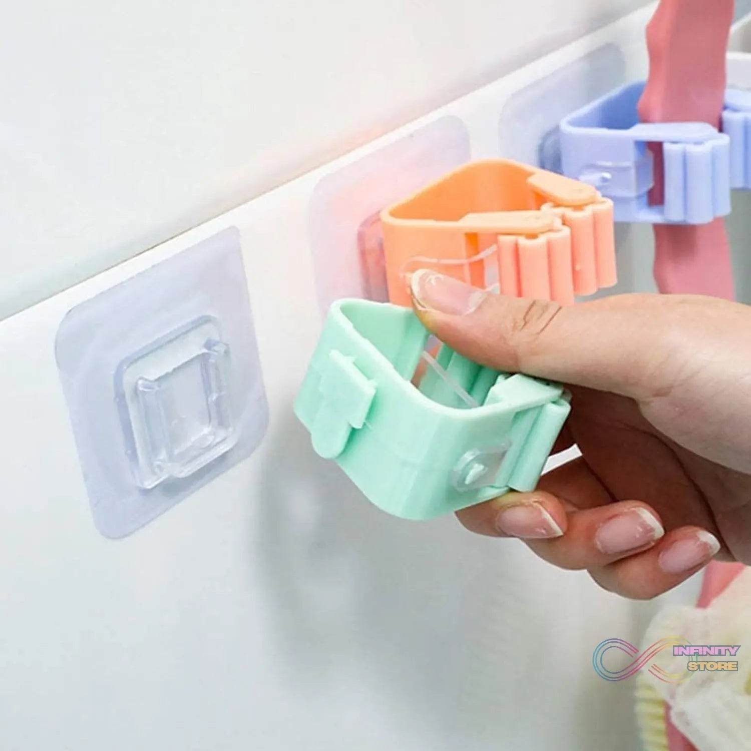 Broom Holder Wall Mounted, Mop and Broom Holder Broom Organizer Grip Clips, No Drilling, Wall Mounted Storage Rack Storage & Organization for Kitchen, Bathroom, Garden (1 Pc) - infinityexculsivestore.com