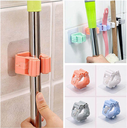 Broom Holder Wall Mounted, Mop and Broom Holder Broom Organizer Grip Clips, No Drilling, Wall Mounted Storage Rack Storage & Organization for Kitchen, Bathroom, Garden - infinityexculsivestore.com