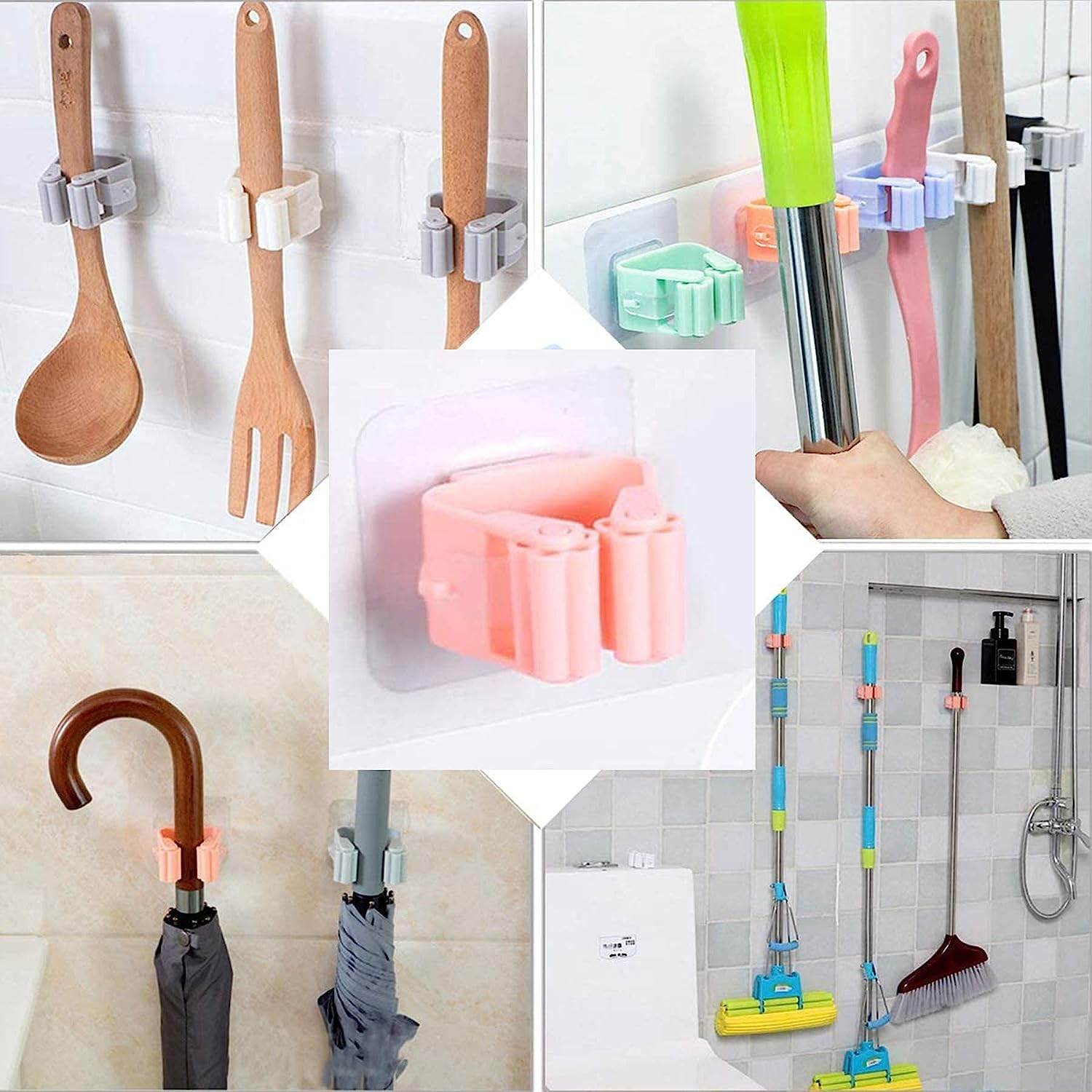 Broom Holder Wall Mounted, Mop and Broom Holder Broom Organizer Grip Clips, No Drilling, Wall Mounted Storage Rack Storage & Organization for Kitchen, Bathroom, Garden - infinityexculsivestore.com