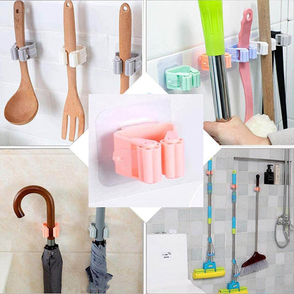 Broom Holder Wall Mounted, Mop and Broom Holder Broom Organizer Grip Clips, No Drilling, Wall Mounted Storage Rack Storage & Organization for Kitchen, Bathroom, Garden - infinityexculsivestore.com