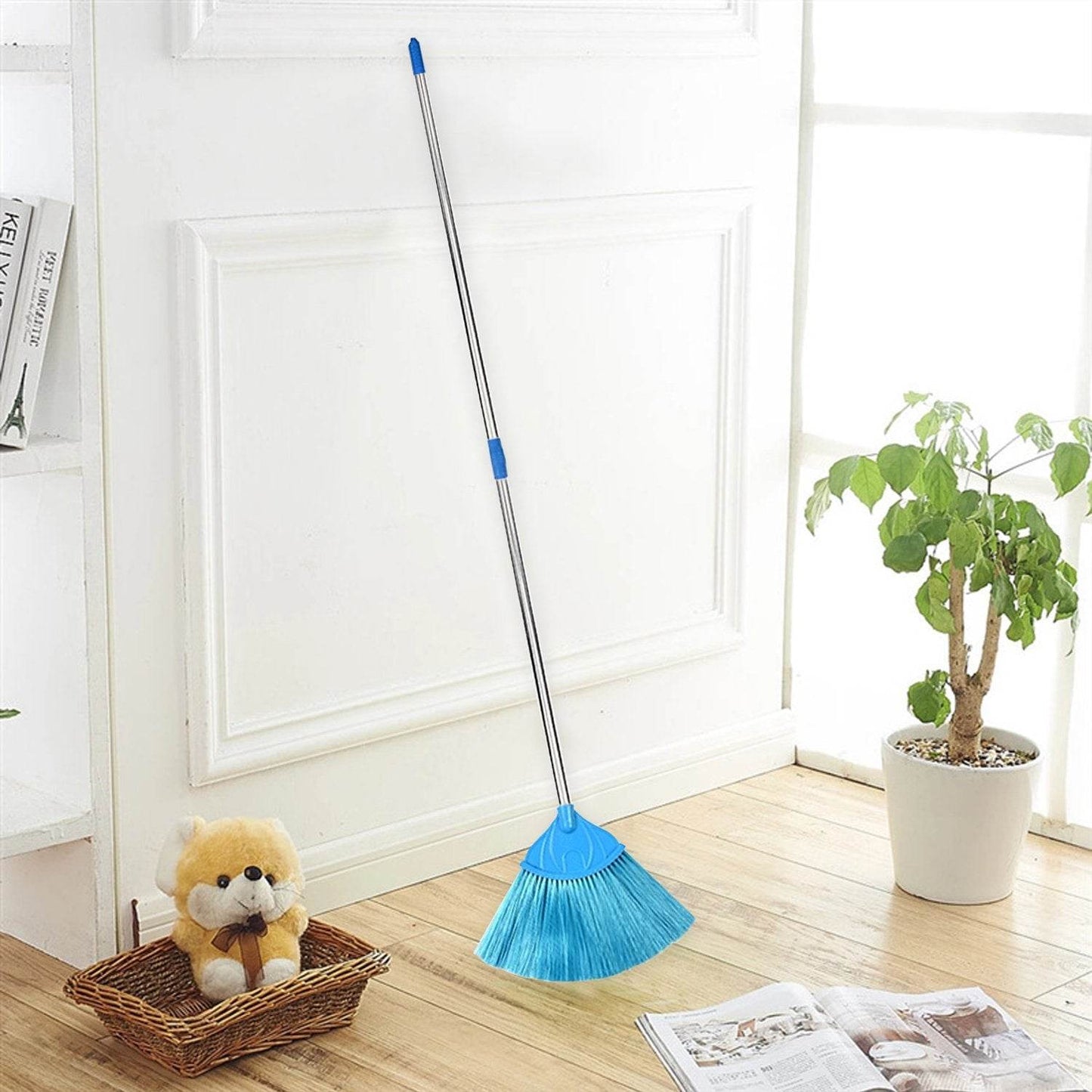 Broom with Long Stainless Steel Rod and Extendable Cobweb Cleaner Stick - infinityexculsivestore.com