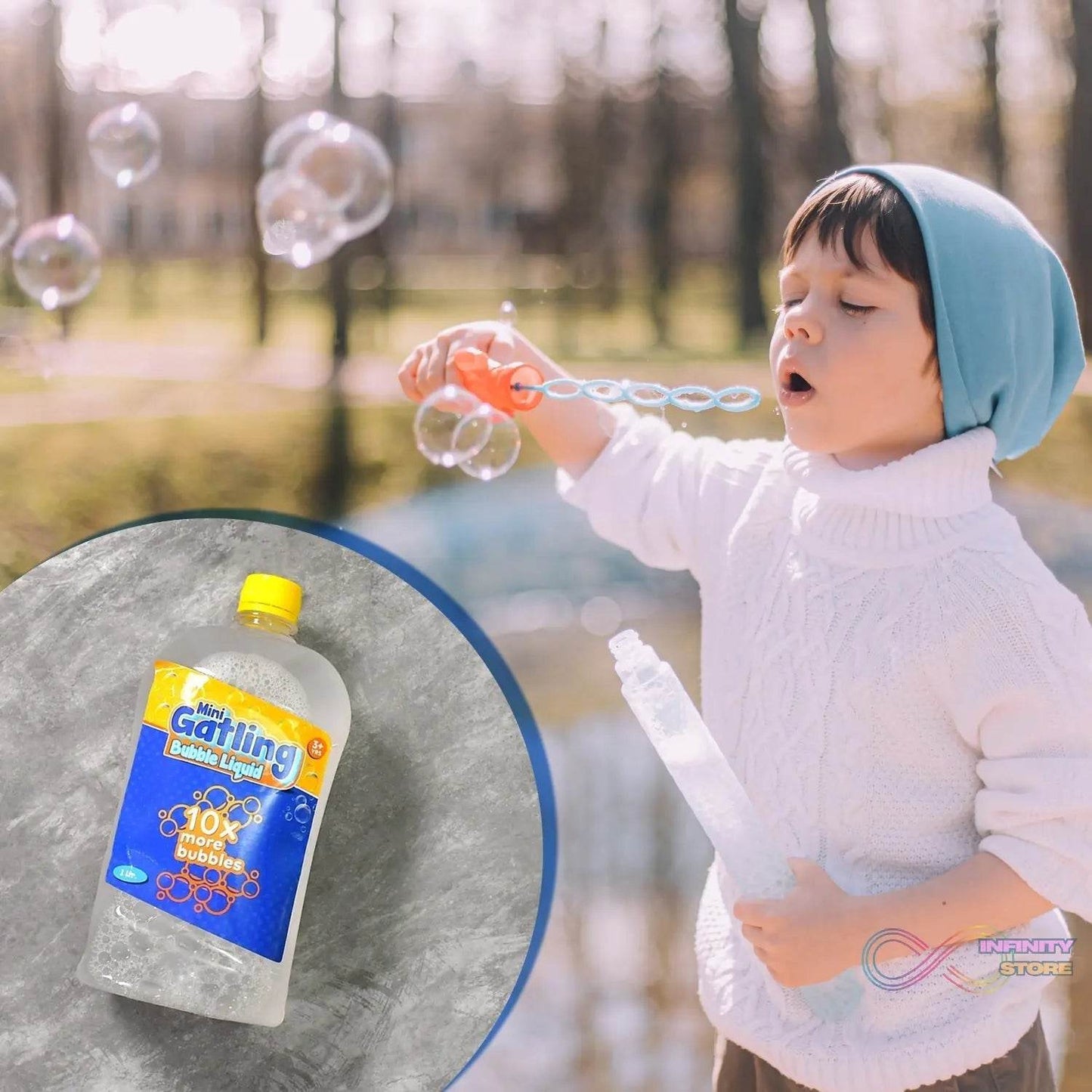 Bubble Liquid Solution Bottle for Manual & Automatic Bubble Maker Toys for Kids - 1LTR - infinityexculsivestore.com