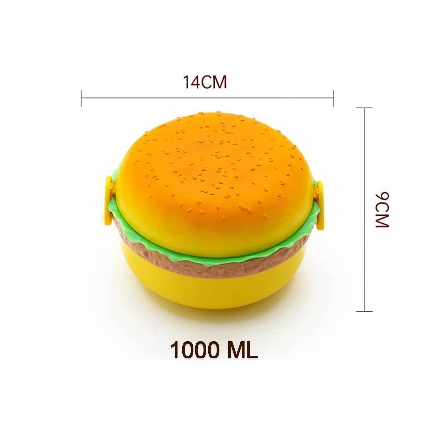 Burger Shape Lunch Box Plastic Lunch Box Food Container Sets Double Layer Lunchbox 1000ml With 2 Spoon Applicable to Kids and Elementary School Students - infinityexculsivestore.com