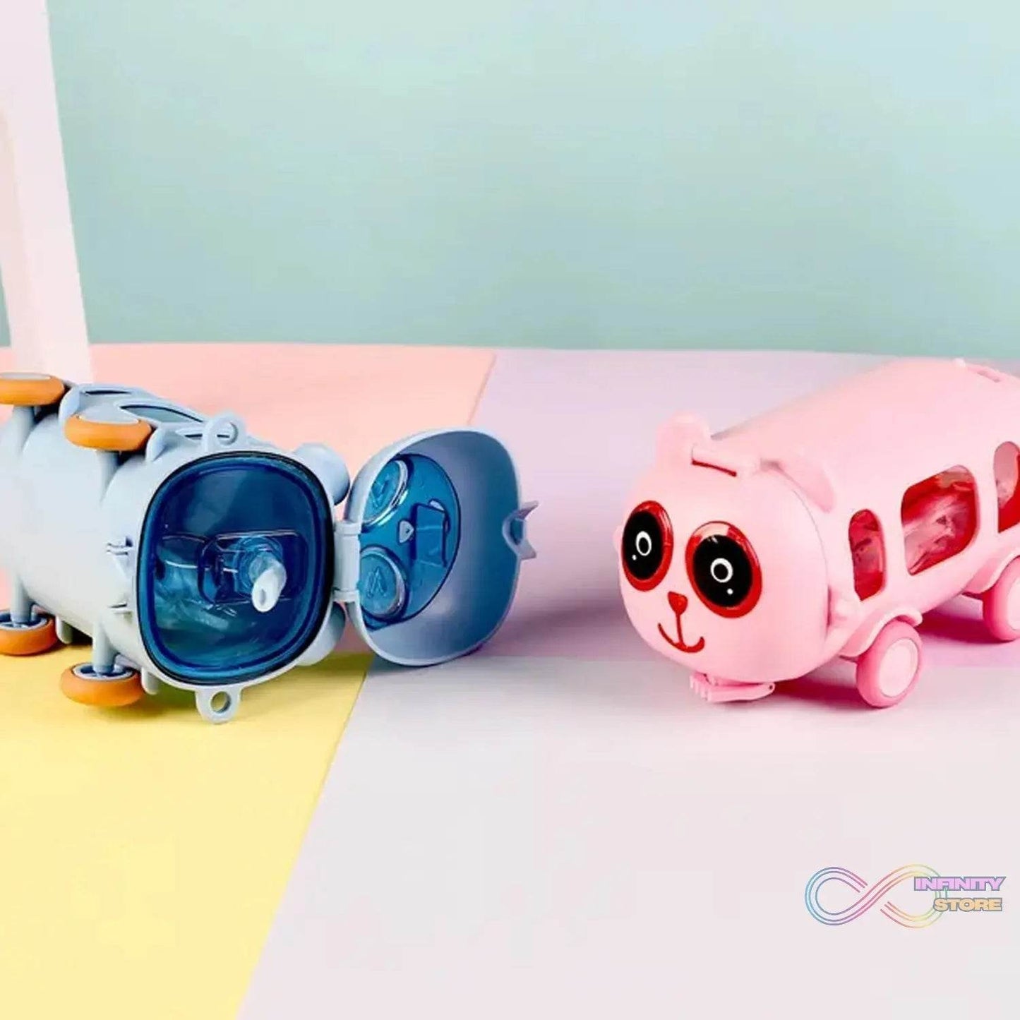 Bus Shape Water Bottle for Kids with Strap (500 ML Approx / Mix Color / 1 Pc) - infinityexculsivestore.com