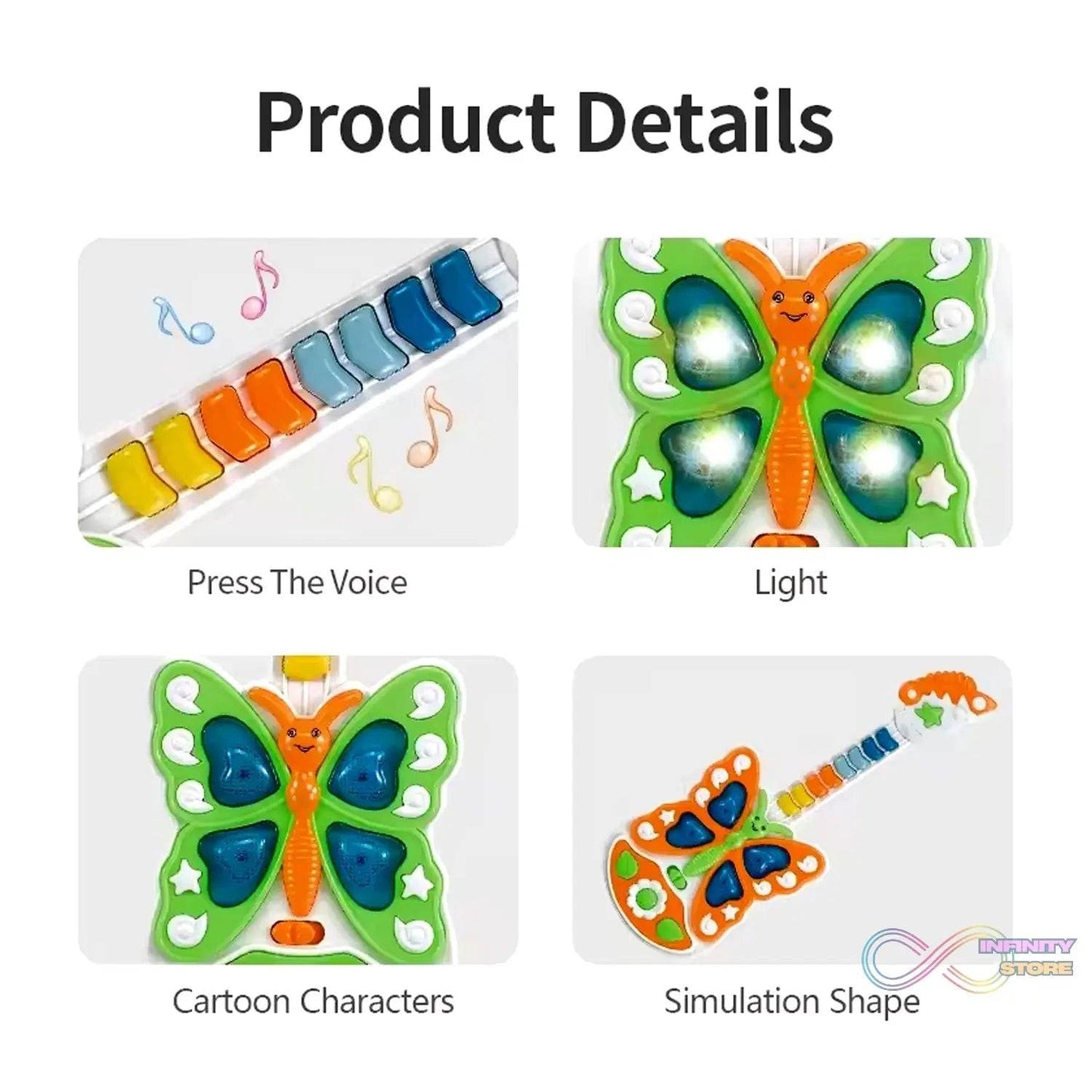 Butterfly Guitar Toy with Light and Music Toy (1 Pc / Battery not included) - infinityexculsivestore.com