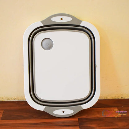 COLLAPSIBLE CUTTING BOARD WITH DISH TUB BASKET For Kitchen Use ( 1 Pcs ) - infinityexculsivestore.com