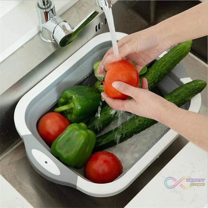 COLLAPSIBLE CUTTING BOARD WITH DISH TUB BASKET For Kitchen Use ( 1 Pcs ) - infinityexculsivestore.com
