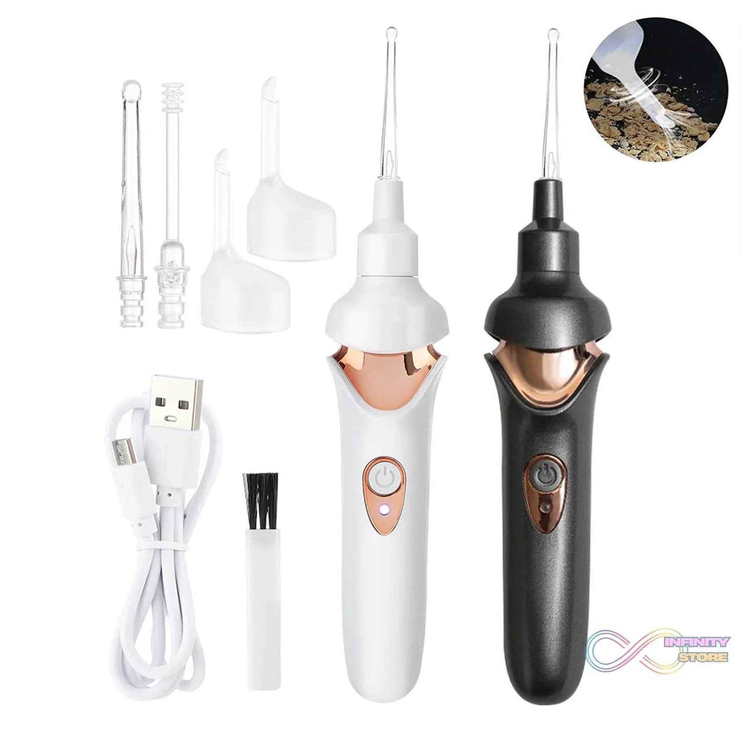 EAR SUCTION DEVICE, PORTABLE COMFORTABLE EFFICIENT AUTOMATIC ELECTRIC VACUUM SOFT EAR PICK EAR CLEANER EASY EARWAX REMOVER SOFT PREVENT EAR-PICK CLEAN TOOLS SET FOR ADULTS KIDS - infinityexculsivestore.com