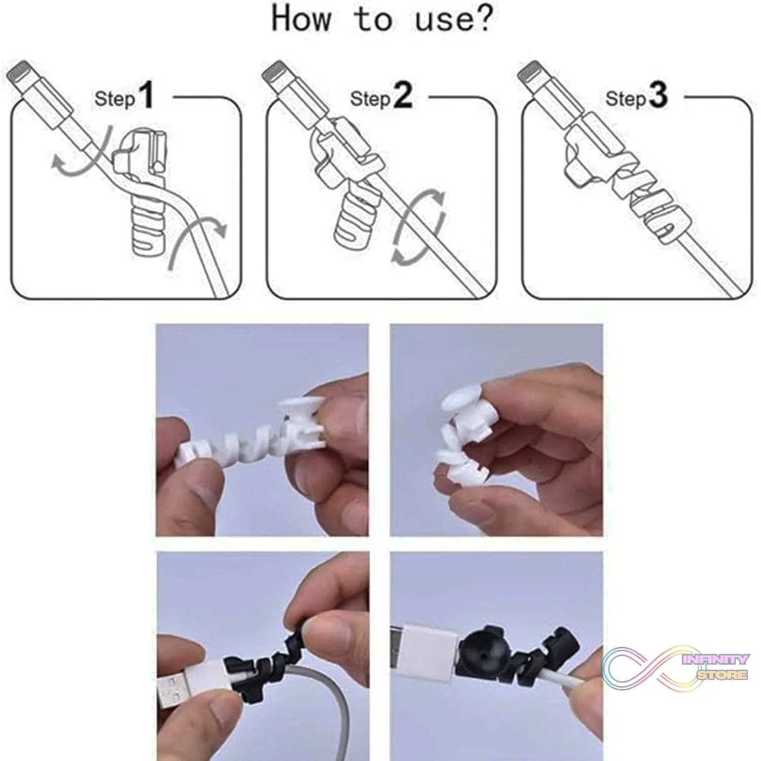 Cable Cord Protector Saver with Suction end (Suction Winder / 4 Pcs Set) - infinityexculsivestore.com