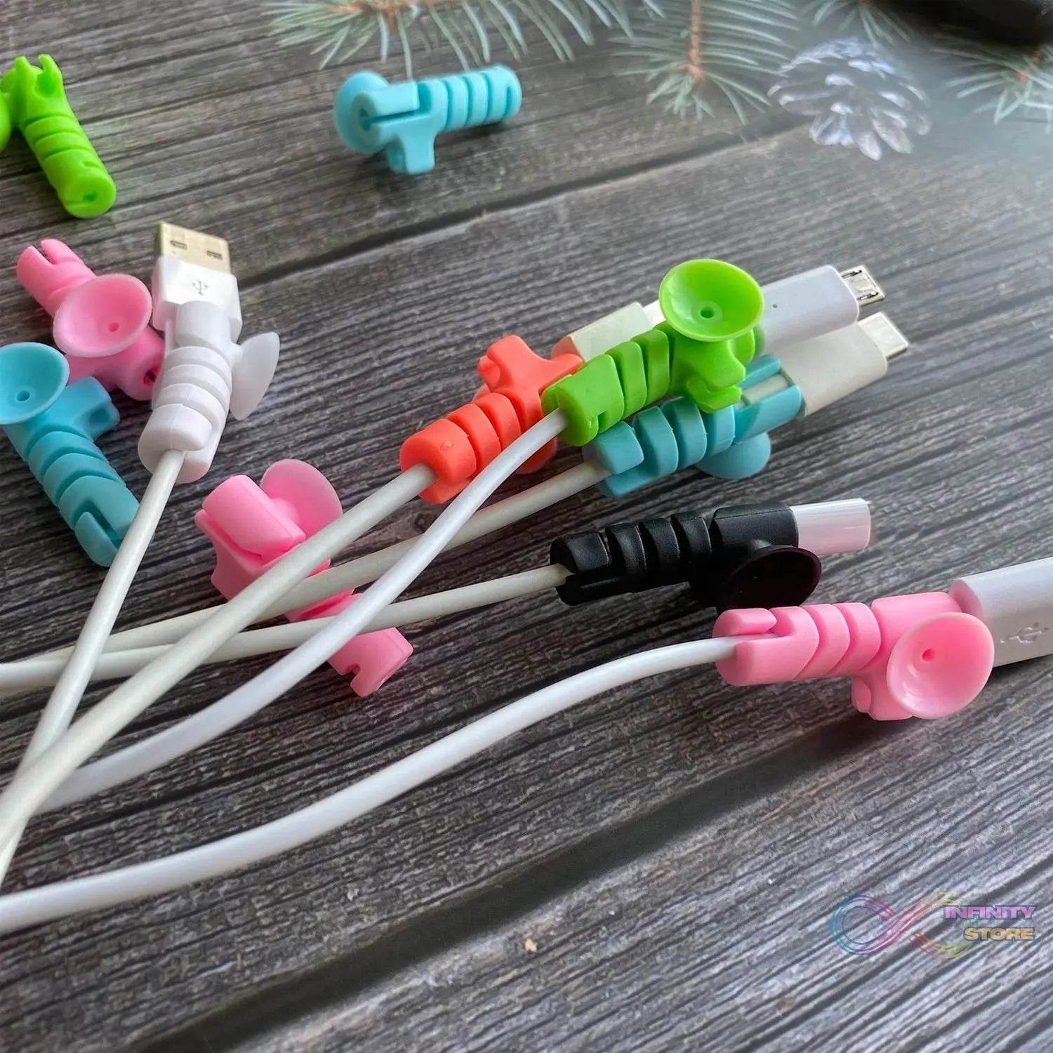 Cable Cord Protector Saver with Suction end (Suction Winder / 4 Pcs Set) - infinityexculsivestore.com