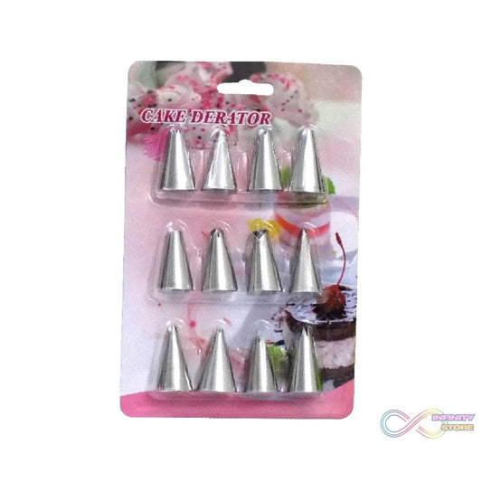Cake Decorating Stainless Steel Nozzle (12pcs) - infinityexculsivestore.com