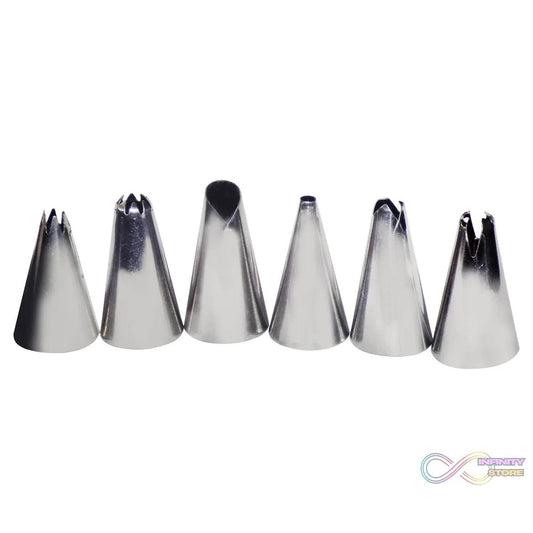 Cake Decorating Stainless Steel Nozzle (6pcs) - infinityexculsivestore.com