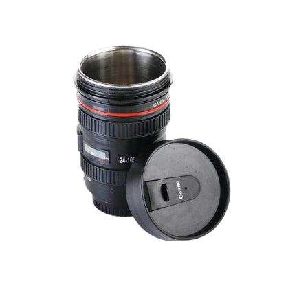 Camera Lens Shaped Coffee Mug Flask With Lid - infinityexculsivestore.com
