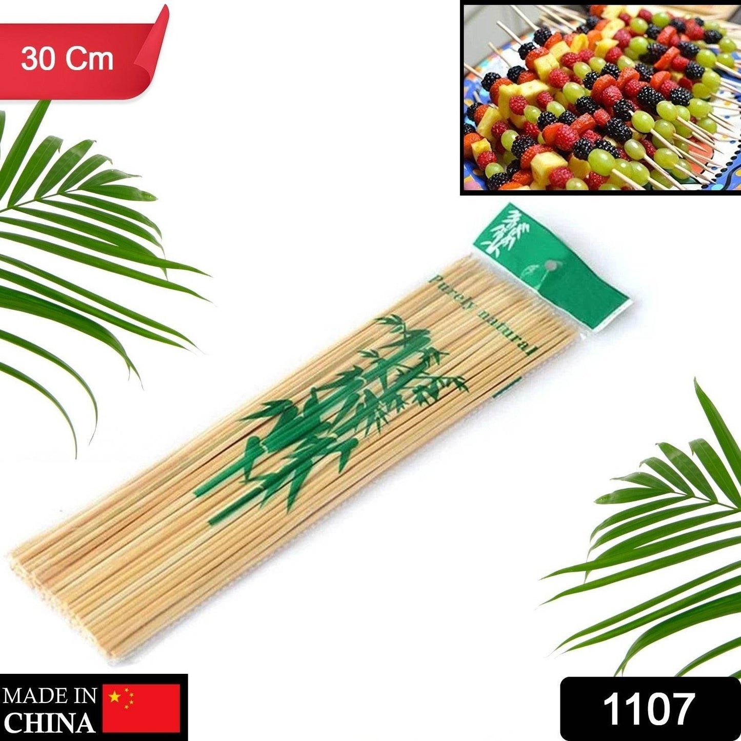 Camping Wooden Color Bamboo BBQ Skewers Barbecue Shish Kabob Sticks Fruit Kebab Meat Party Fountain Bamboo BBQ Sticks Skewers Wooden (30cm) - infinityexculsivestore.com