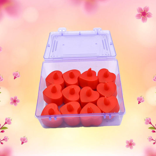 Flameless Candles LED Heart Shape Tea Light Candles Multi Color Electrical Diya Candles Battery Operated Fake Candles for Gift/Home Decoration Diwali Navratri Lighting (Pack of 12) - infinityexculsivestore.com