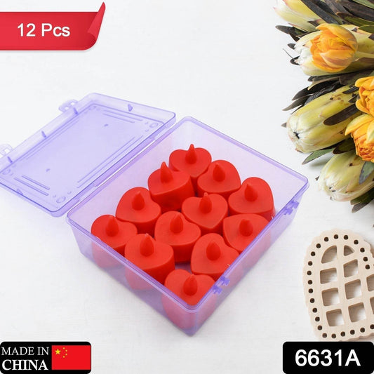 Flameless Candles LED Heart Shape Tea Light Candles Multi Color Electrical Diya Candles Battery Operated Fake Candles for Gift/Home Decoration Diwali Navratri Lighting (Pack of 12) - infinityexculsivestore.com