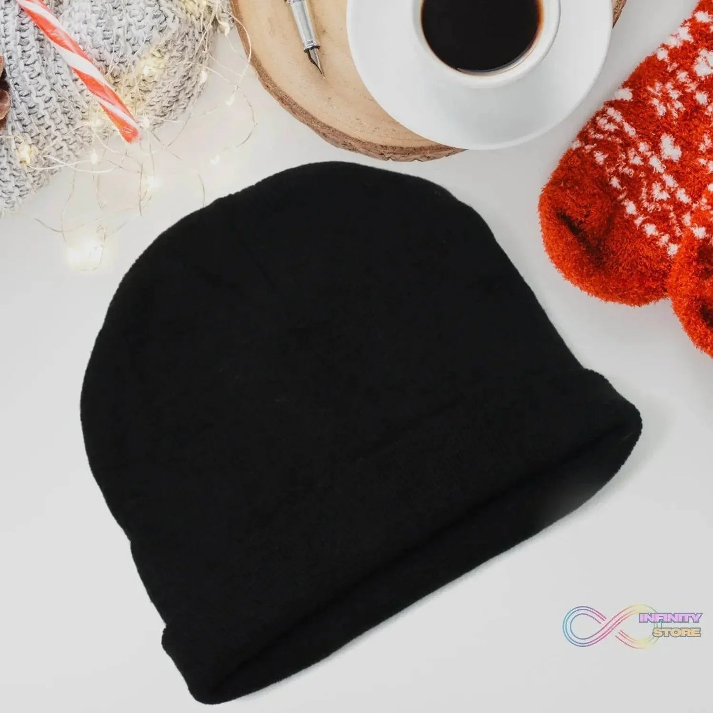 Cap for Winter Woolen Knitted Black Inside Fur Caps (1 Pc / Mix Design & Color) - infinityexculsivestore.com