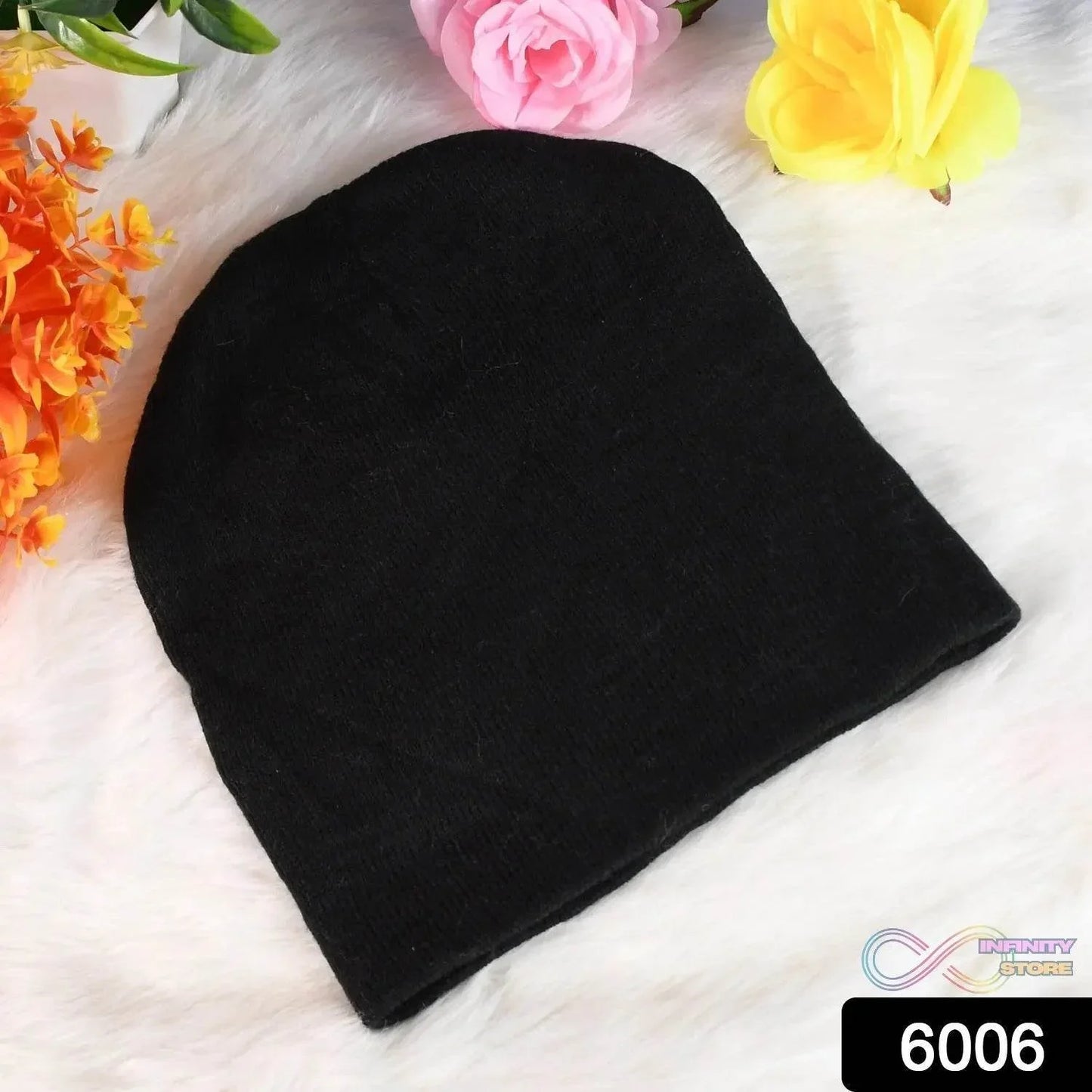 Cap for Winter Woolen Knitted Black Inside Fur Caps (1 Pc / Mix Design & Color) - infinityexculsivestore.com