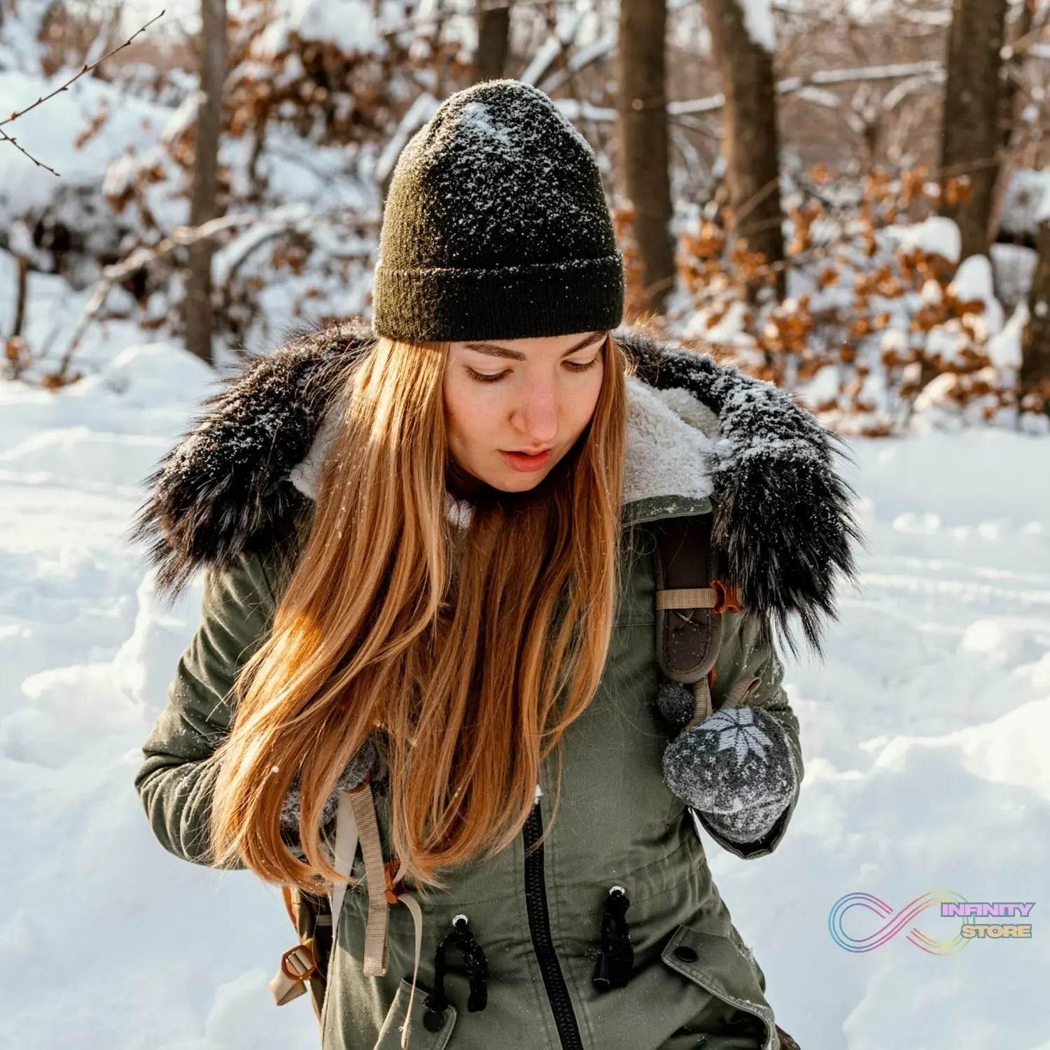 Cap for Winter Woolen Knitted Black Inside Fur Caps (1 Pc / Mix Design & Color) - infinityexculsivestore.com