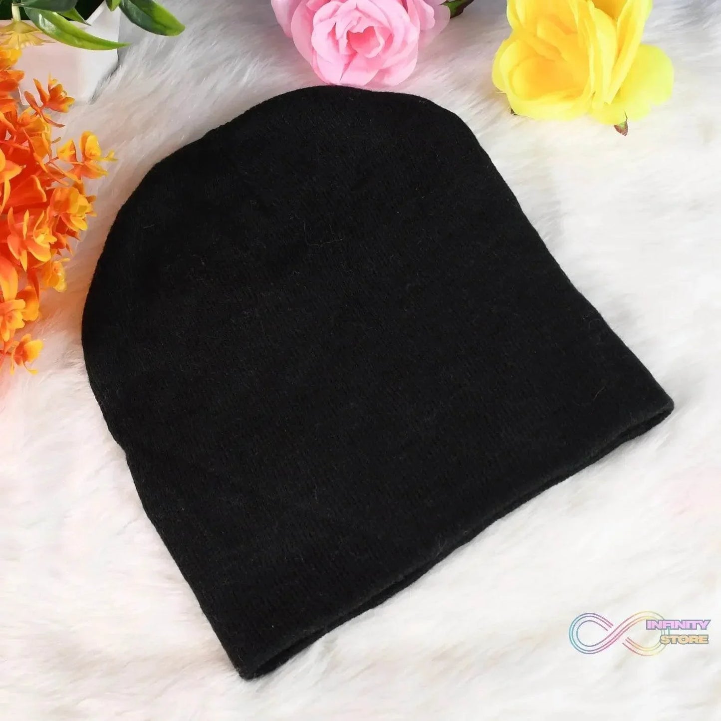 Cap for Winter Woolen Knitted Black Inside Fur Caps (1 Pc / Mix Design & Color) - infinityexculsivestore.com